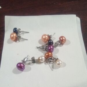 Elegant Multi-Color Pearl Stud Earrings Set